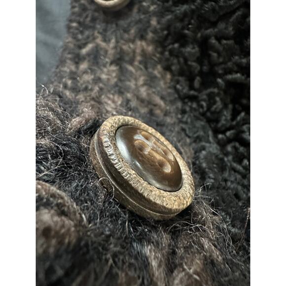 Vintage Persian lamb cable knit sleeves wool jacket coat vest black woman SZ L - Picture 16 of 16